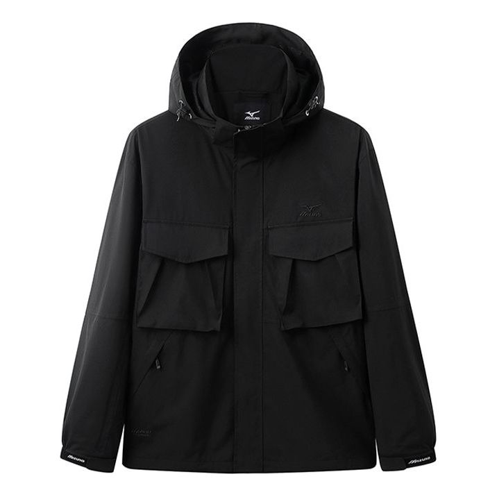Tuulitakki Mizuno Waterproof Logo Jacket Musta | A2CE3110
