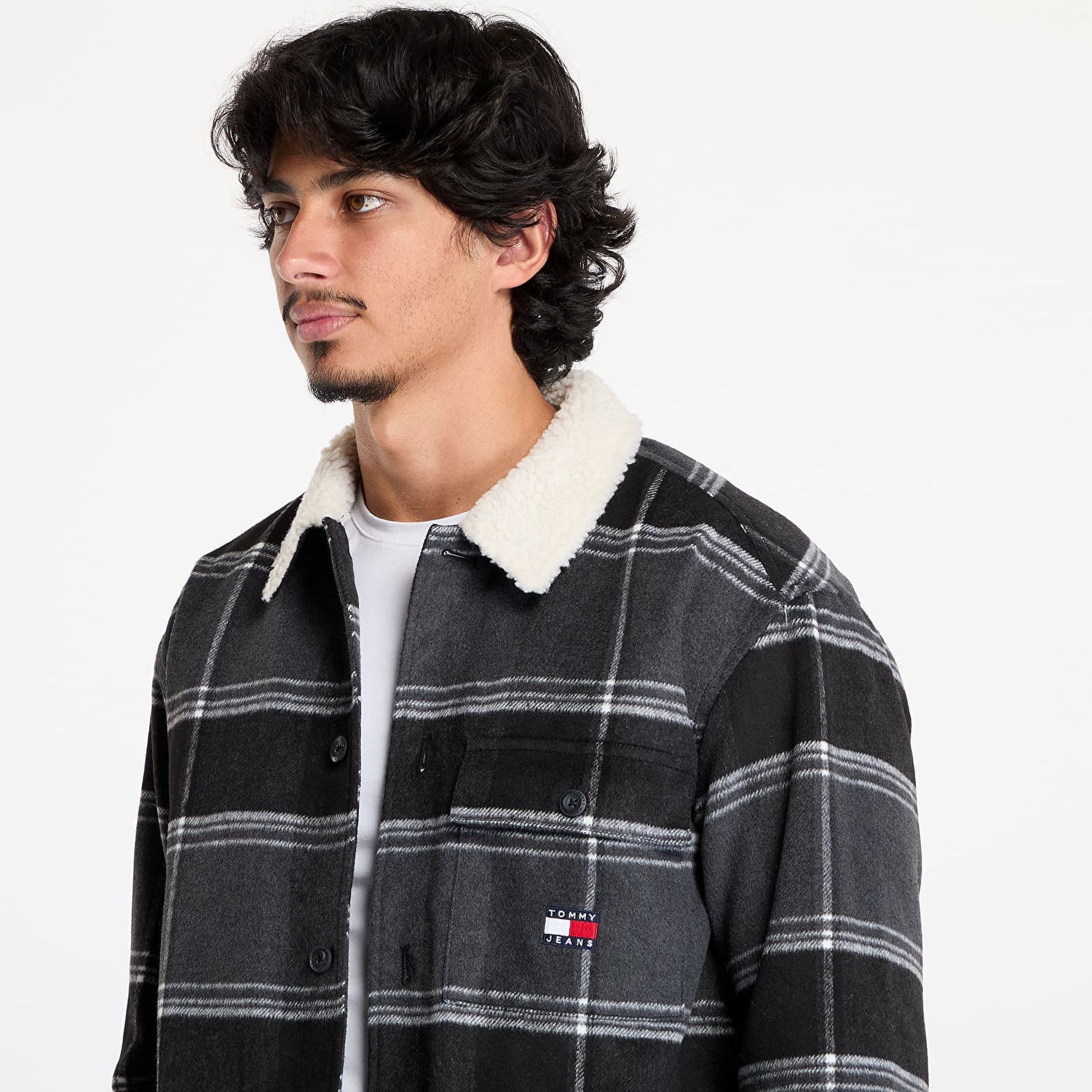 Takki Tommy Hilfiger Check Sherpa Overshirt Black Check Musta | DM0DM19652 BDS, 1