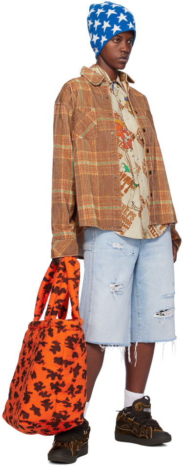 Paita ERL Brown Graphic-Print Cotton Button-Up Shirt Beige | ERL07B006, 3