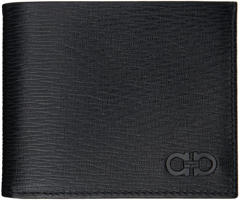 Lompakko FERRAGAMO Bifold Textured Leather Wallet Musta | 733308