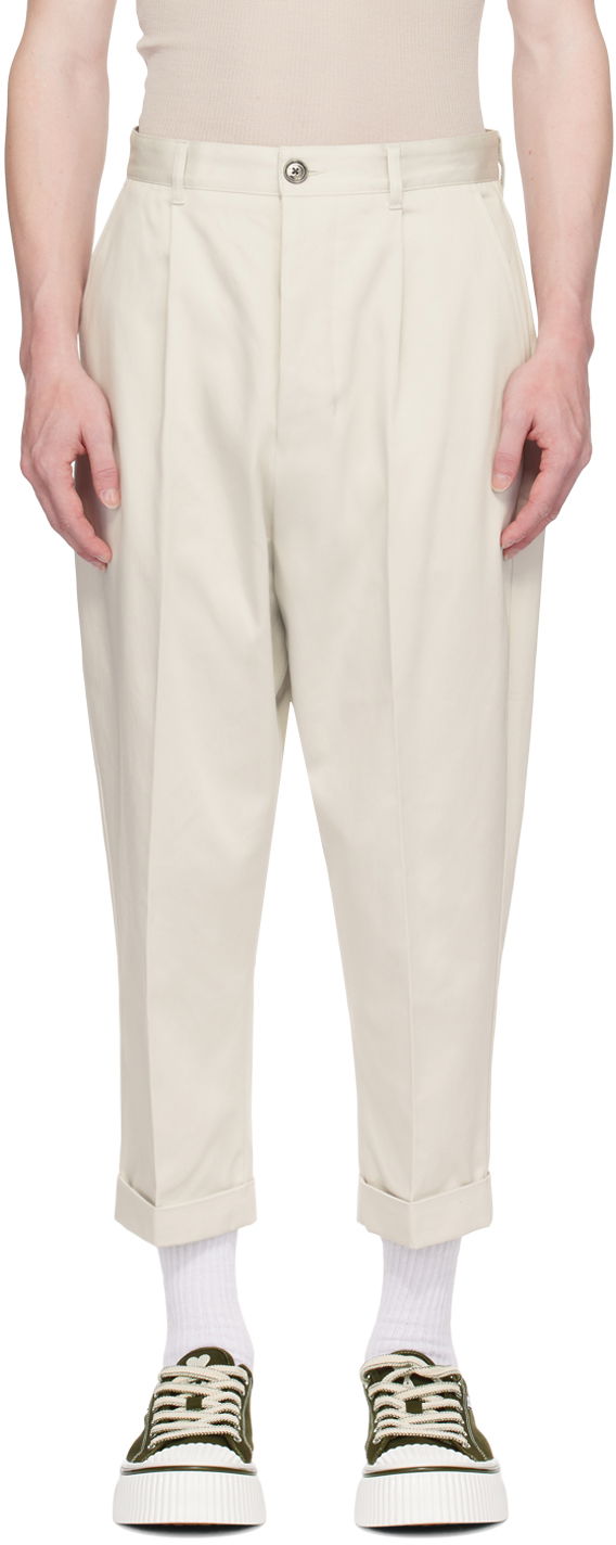 Housut AMI Paris Carrot-Fit Trousers Valkoinen | HTR101.CO0009