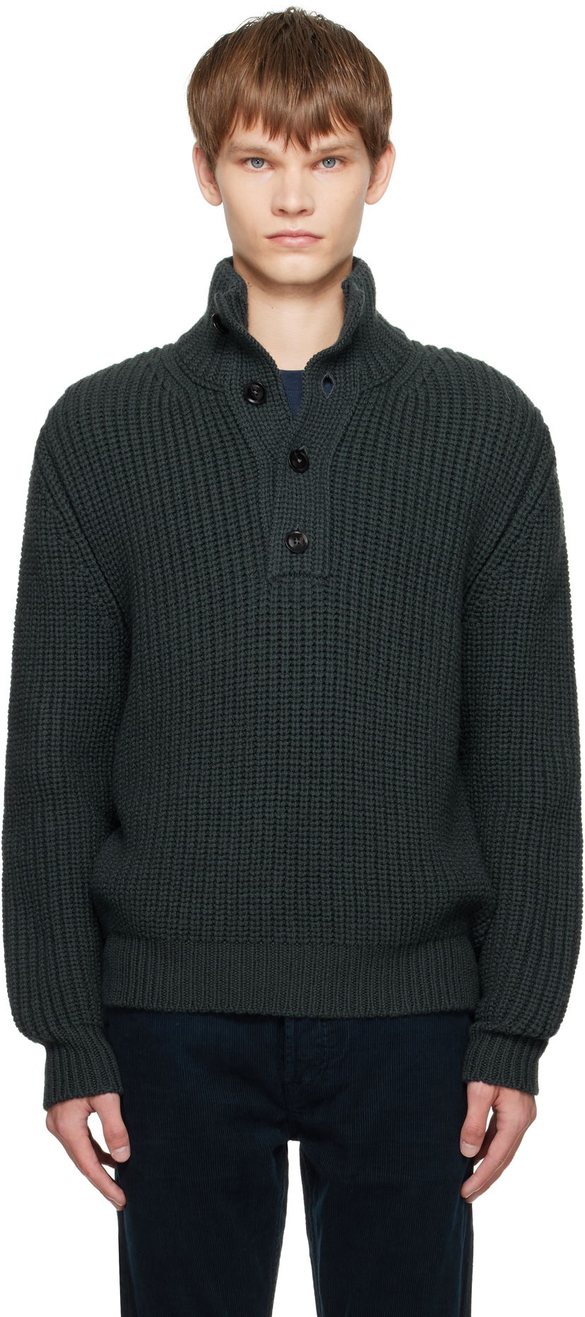 Villapaita Tom Ford TOM FORD Cashmere Wool Half Button Sweater Vihreä | KTL006-YMW090