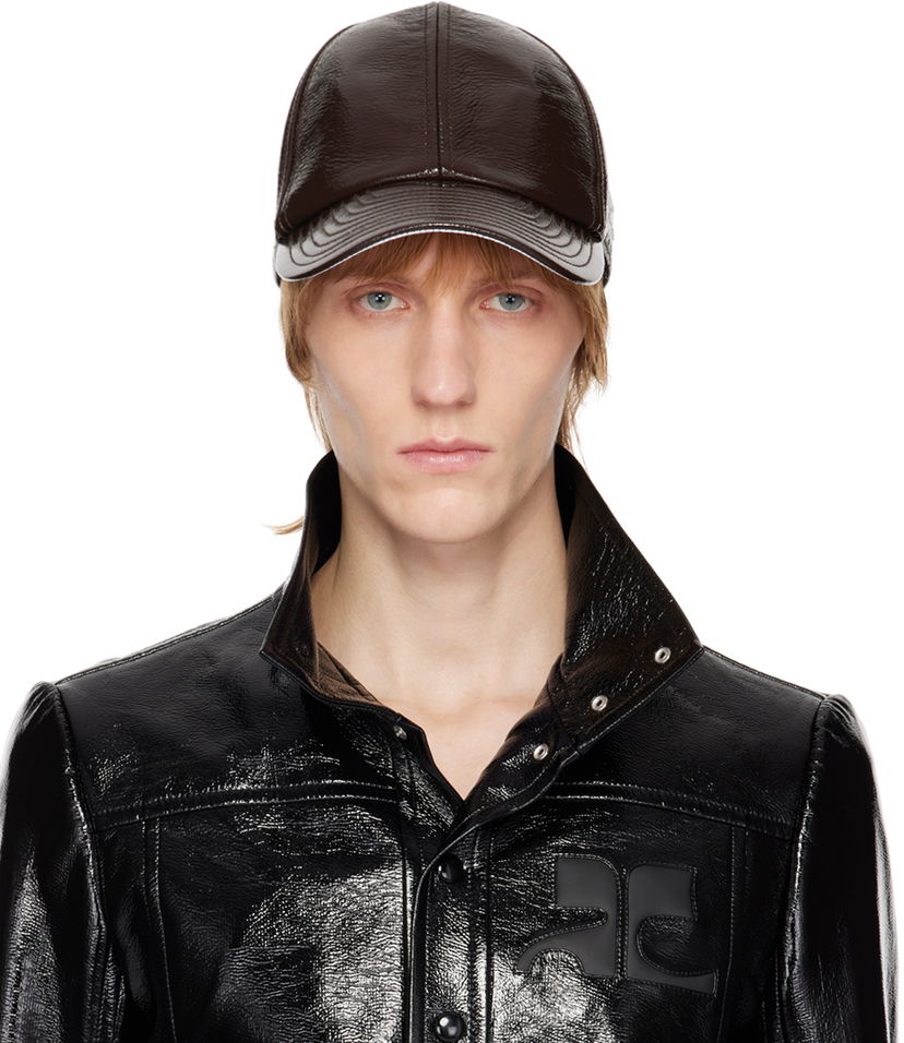 Korkki Courrèges Faux-Leather Logo Cap Ruskea | PERACT002VY0003