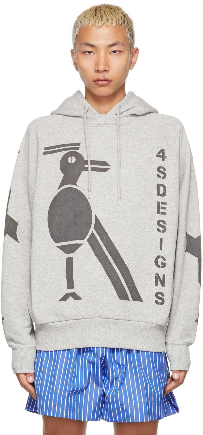 Huppari 4sdesigns Bird Stencil Print Hoodie Harmaa | S22/530
