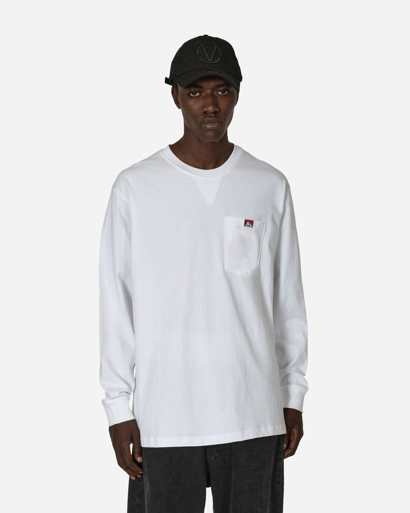 T-paita Ben Davis Classic Label Pocket Long Sleeve Tee Valkoinen | BEN930 001