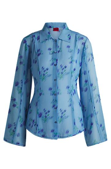 Paita BOSS Slim Fit Floral Print Blouse Sininen | 50531573