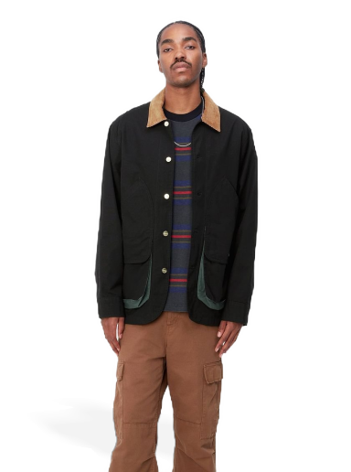 Takki Carhartt WIP Heston Jacket "Black / Discovery Green heavy stone wash" Musta | I032148_1OC_60