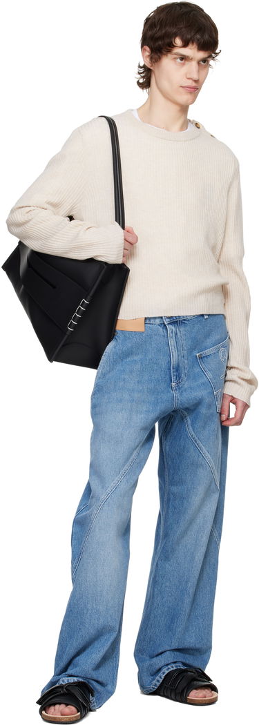 Villapaita JW Anderson JW Anderson Cropped Button Trim Sweater Beige | KW1324-YN0411, 3