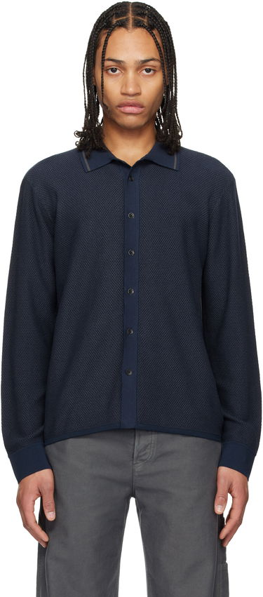 Villapaita rag & bone Rag & Bone Harvey Knit Polo Shirt Tummansininen | MBS24H040BC40, 0