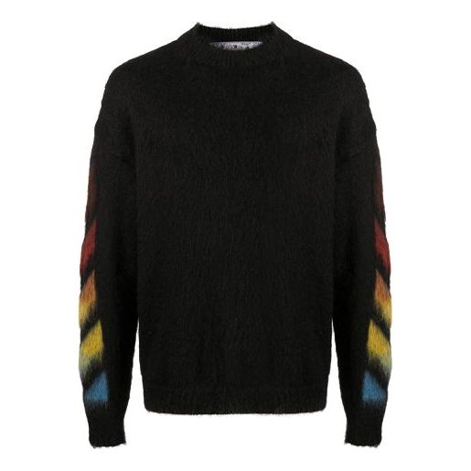 Villapaita Off-White Gradient Logo Knit Sweater Musta | OMHA036F20KNI0011087