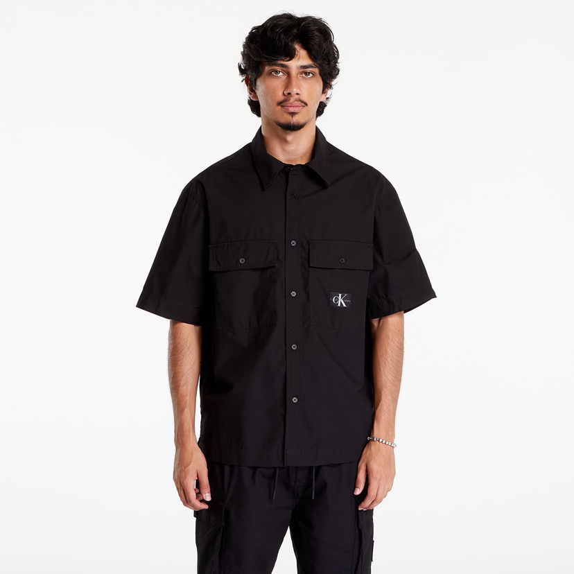 Paita CALVIN KLEIN Cotton Poplin Utility Shirt Black Musta | J30J325606 BEH