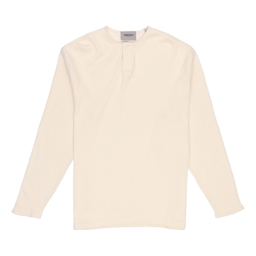 T-paita Fear of God Essentials Thermal Henley Long Sleeve Tee Beige | FOG-FW20-170