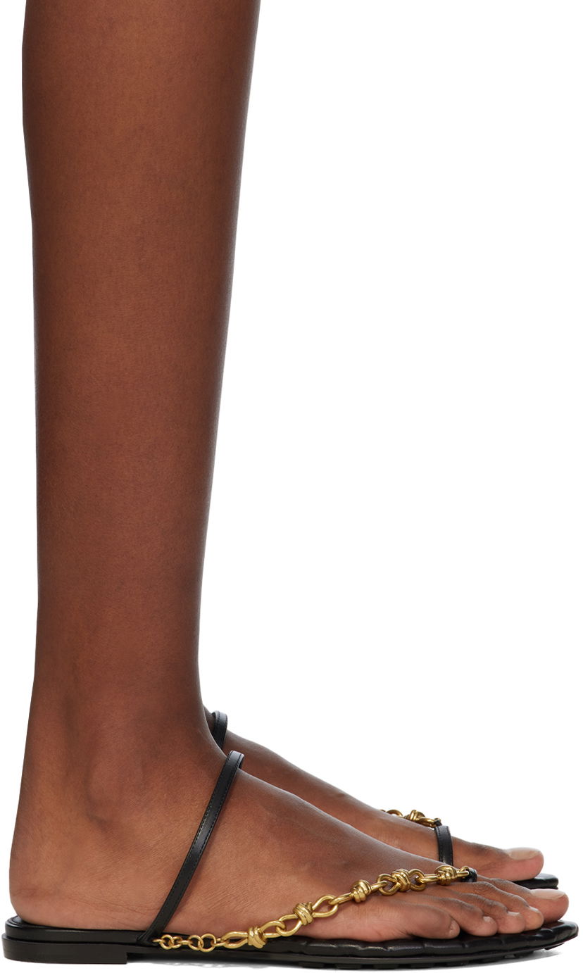 Tennarit ja kengät Bottega Veneta Leaf Flat Sandals Musta | 775510 V3H60