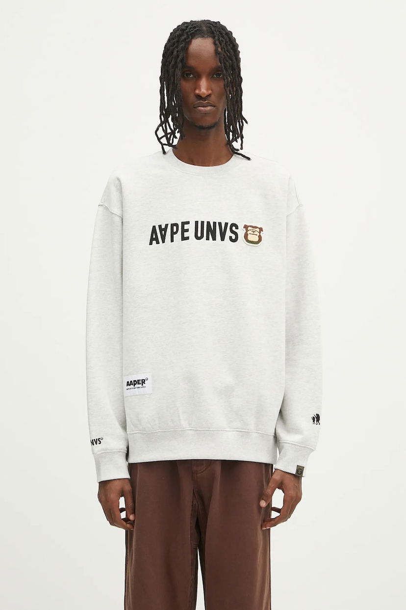 Huppari AAPE by A Bathing Ape AAPE By A Bathing Ape UNVS Aaper Crew Neck Sweatshirt Harmaa | AAPSWMB379XAN