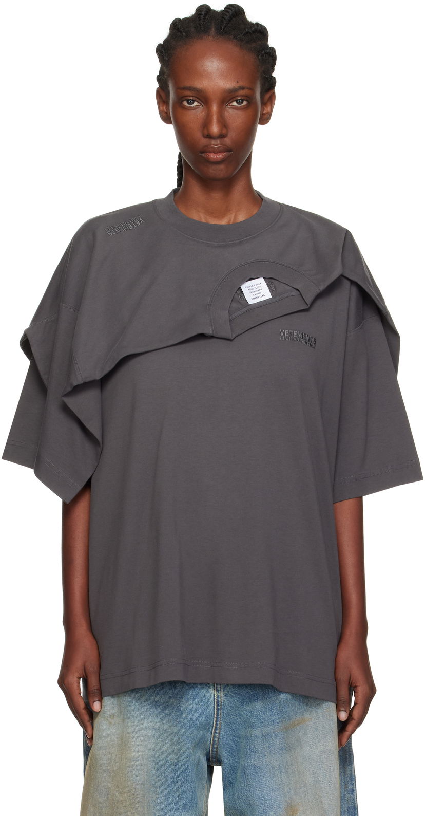 T-paita VETEMENTS VETEMENTS Double Layered T-Shirt Harmaa | UH76TR400M