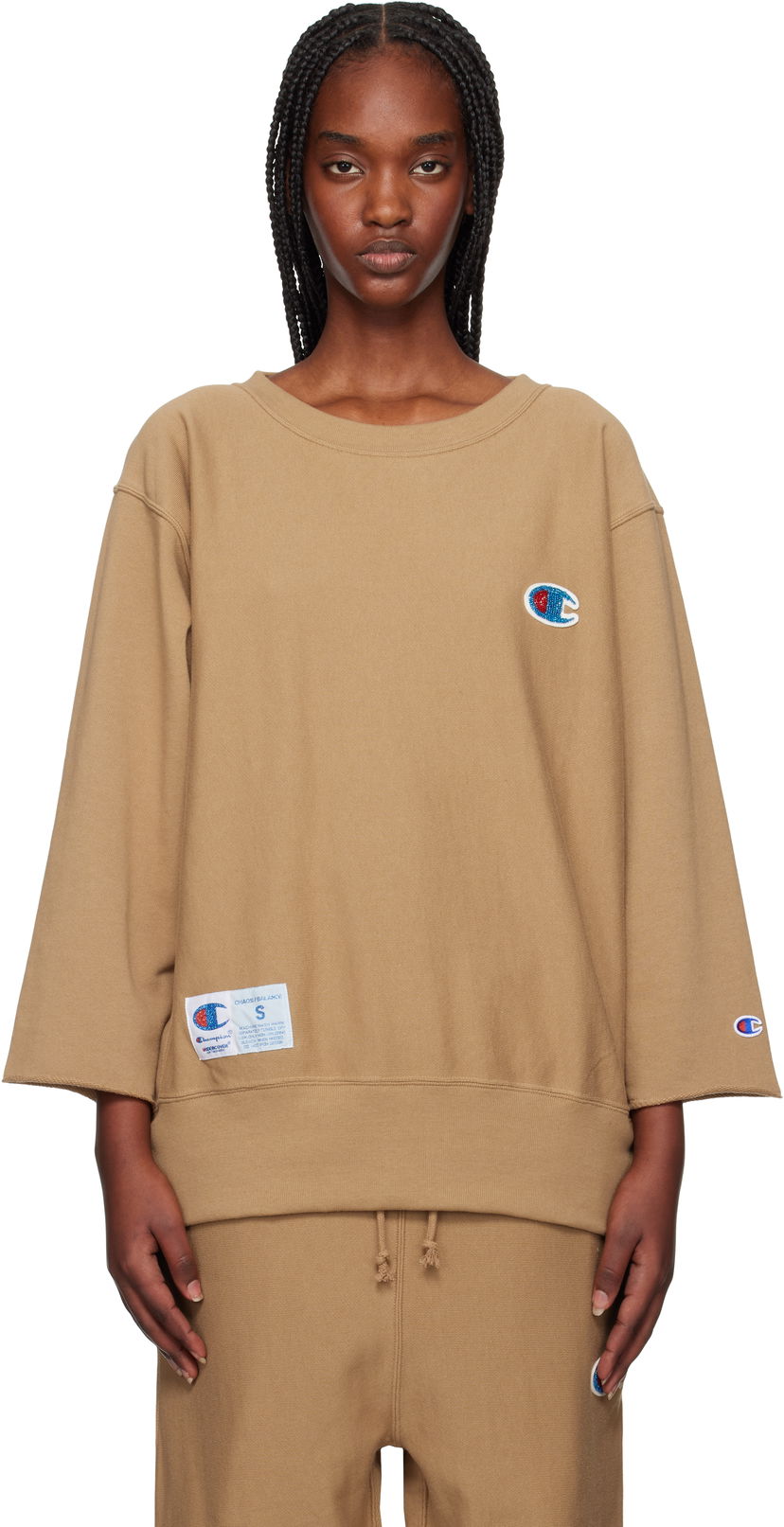 Villapaita UNDERCOVER Champion Edition Beaded Logo Appliqué Sweatshirt by UNDERCOVER Ruskea | UC1E4810-1