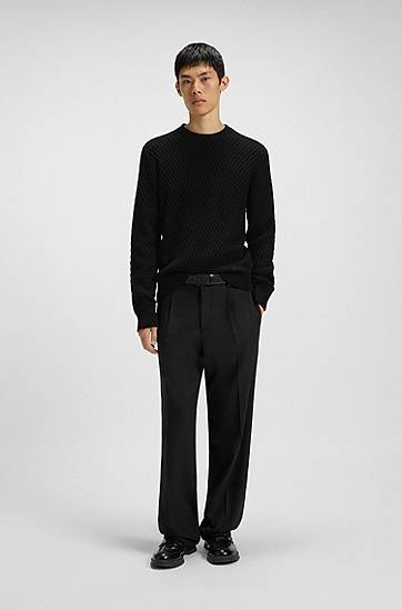Villapaita BOSS Cotton sweater with 3D knit structure Musta | 50546995, 1