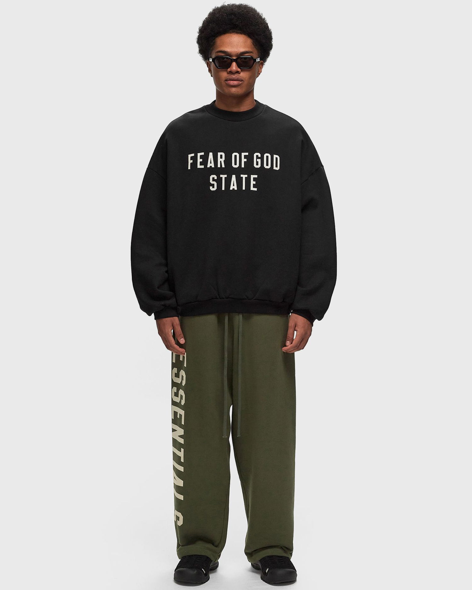 Huppari Fear of God Essentials Heavy Fleece Crewneck Sweatshirt Size L Musta | 192BT246230F-001, 1
