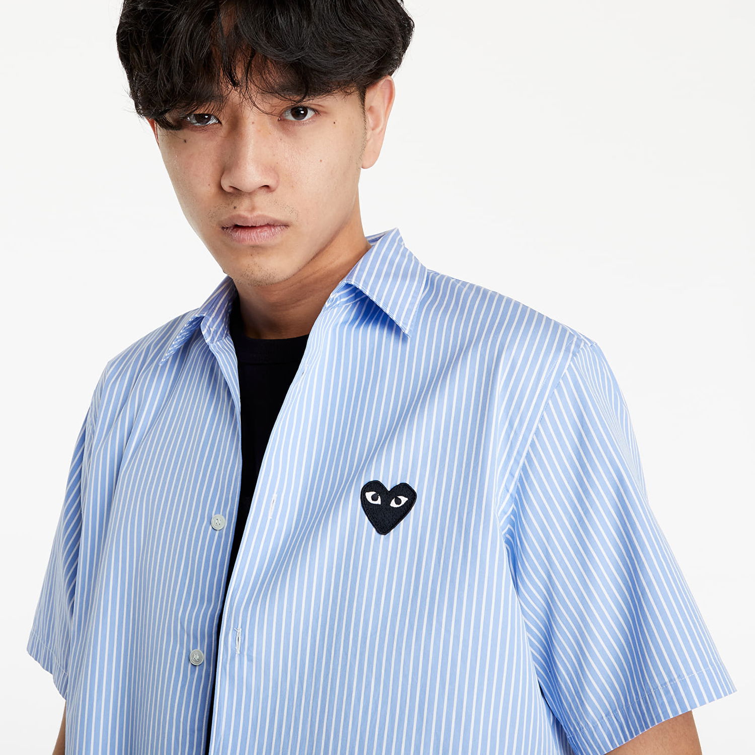 Paita Comme des Garçons PLAY Black Heart Striped Shirt Sininen | AZB020 Blue, 1