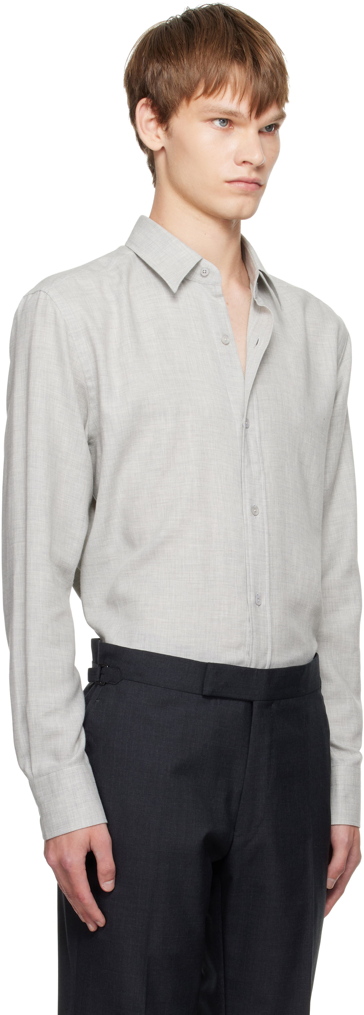 Paita Tom Ford TOM FORD Cashmere Melange Fluid Fit Shirt Harmaa | HRN001-FMC247, 1