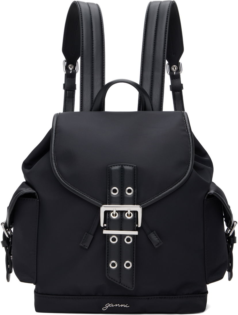 Reppu GANNI GANNI Small Bucky Nylon Backpack Musta | A6528