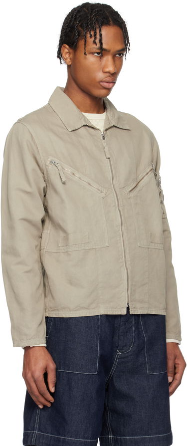 Bomber-takki C.P. Company C.P. Company Cotton Linen Zip Overshirt Beige | 18CMOS103A-006273G, 1
