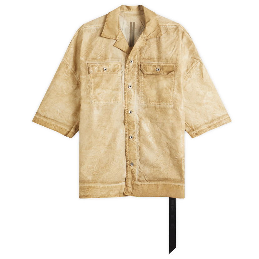 Paita Rick Owens DRKSHDW Magnum Tommy Short Sleeve Shirt, Size Small Beige | DU01E3290-PF-81