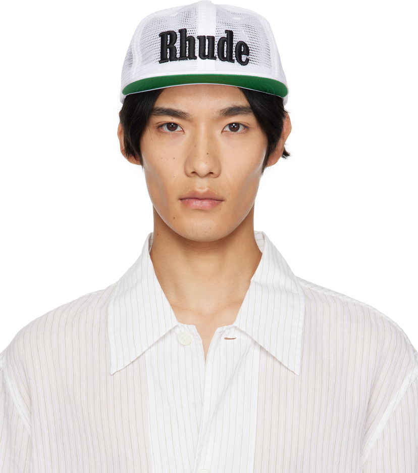 Korkki Rhude Rhude Logo Mesh Trucker Cap Valkoinen | RHPF25HA01016