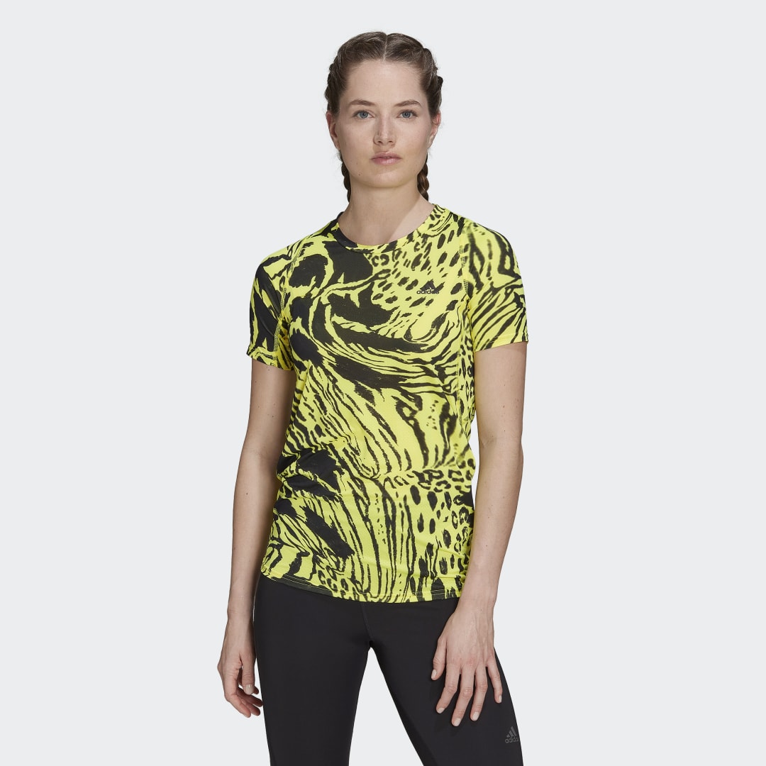 T-paita adidas Performance Fast Allover Print Running Keltainen | HC6346, 1