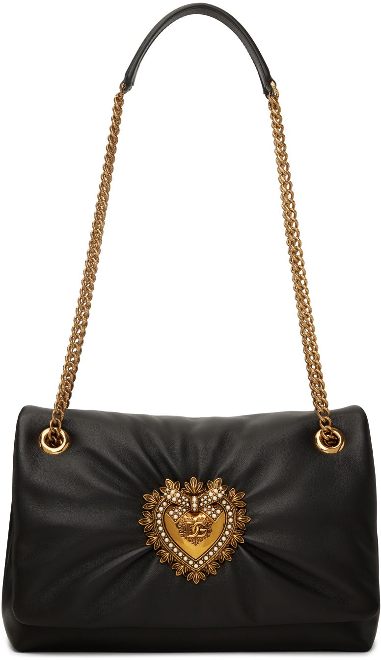Käsilaukku Dolce & Gabbana Medium Soft Shoulder Bag with Heart Applique Musta | BB7541 AF984