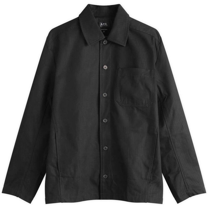 Takki A.P.C. Men's Jeffray Herringbone Cotton Shirt Jacket Musta | COHHW-H02991-LZZ