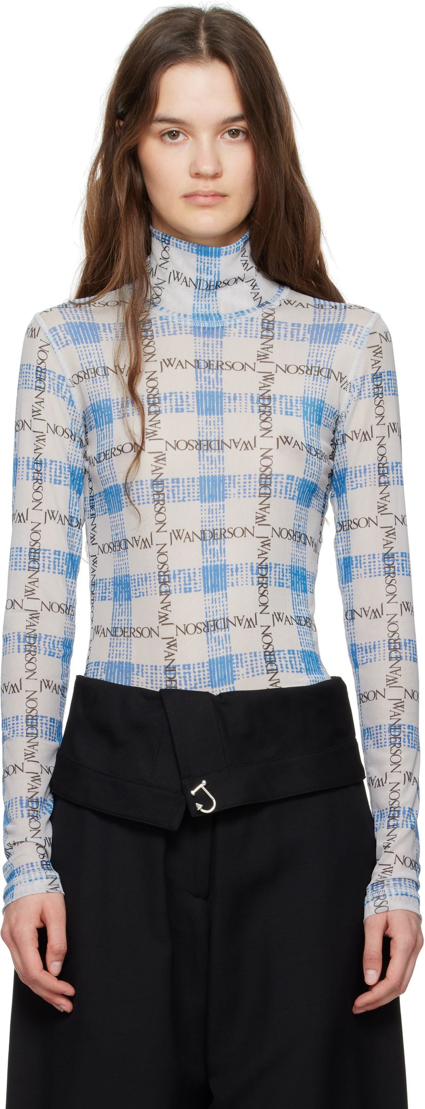 T-paitoja ja toppeja JW Anderson JW Anderson Semi-Sheer Logo Turtleneck Top Valkoinen | JO0224-PG1721