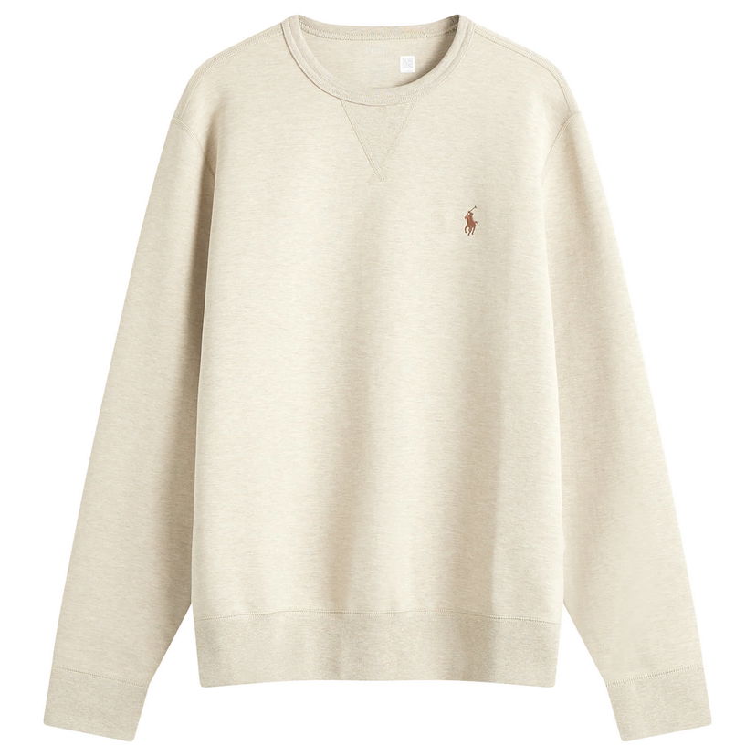 Huppari Polo by Ralph Lauren Double Knit Crew Sweatshirt in Size Large Beige | 710961139001