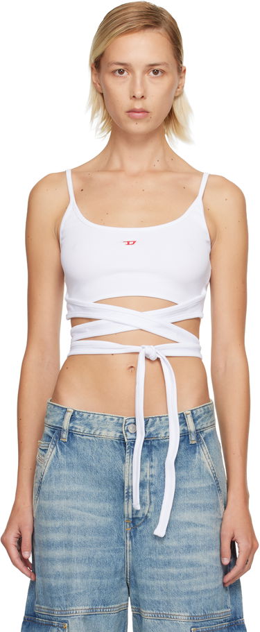 Tankkitoppi Diesel Ribbed Knit Cut-Out Wrap-Around T-Leya-Tail Tank Top Valkoinen | A18356 0EJAI, 0