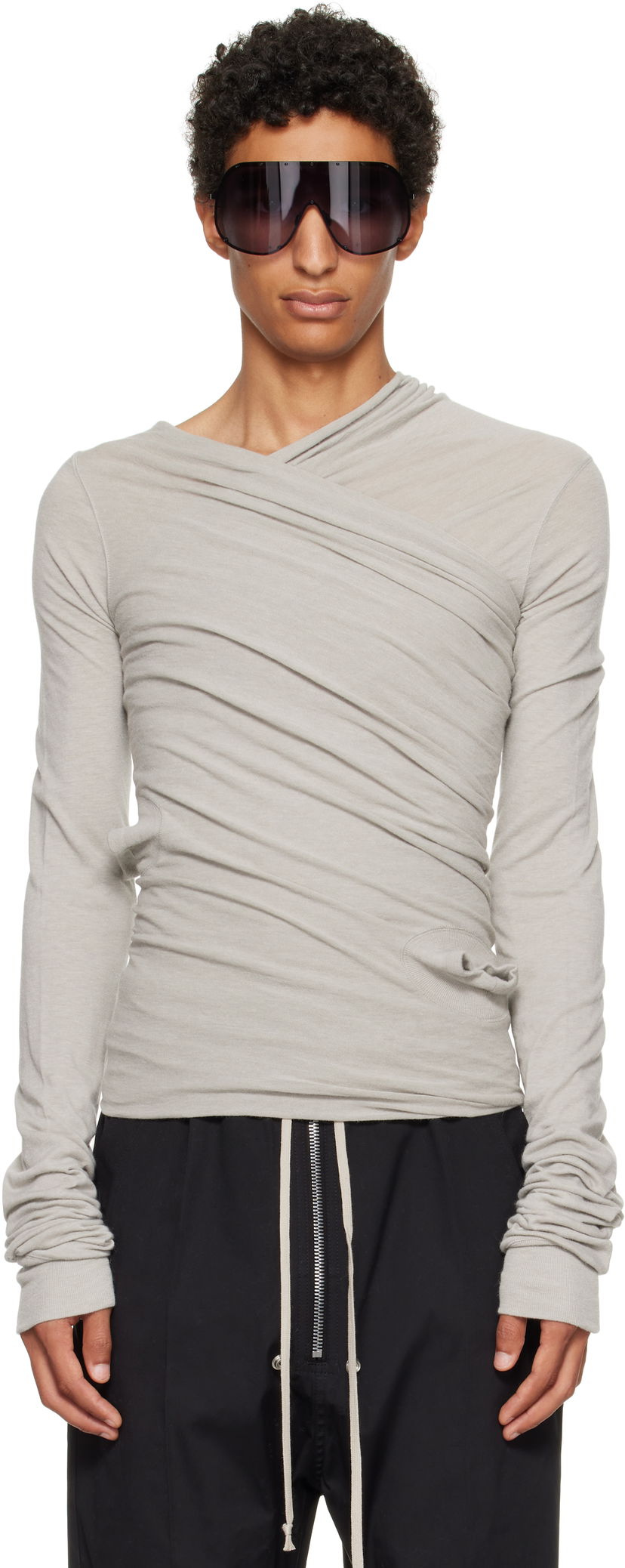 T-paita Rick Owens Rick Owens Concordians Hollywood Banana Long Sleeve T-Shirt Harmaa | RU02E1262 JR