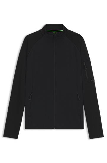 Huppari BOSS Regular-Fit Zip-Up Sweatshirt with Reflective Details Musta | 50543906, 0