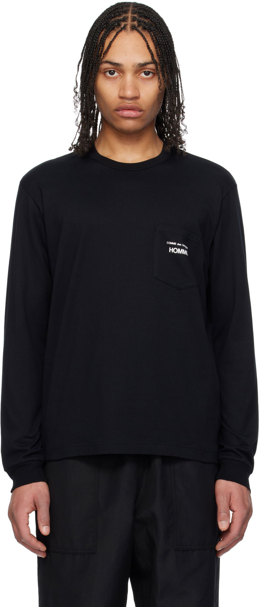 T-paita Comme des Garçons Pocket Long Sleeve T-Shirt Homme Musta | HO-T102-051