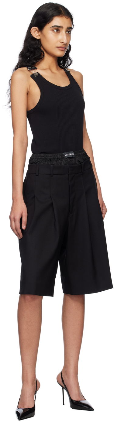 Shortsit Marine Serre Marine Serre Virgin Wool Twill Shorts Musta | MSH010A RWOV0001, 3