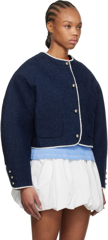 Villapaita MSGM MSGM Patch Pocket Cropped Denim Jacket Tummansininen | 3841MDG03 257112, 1