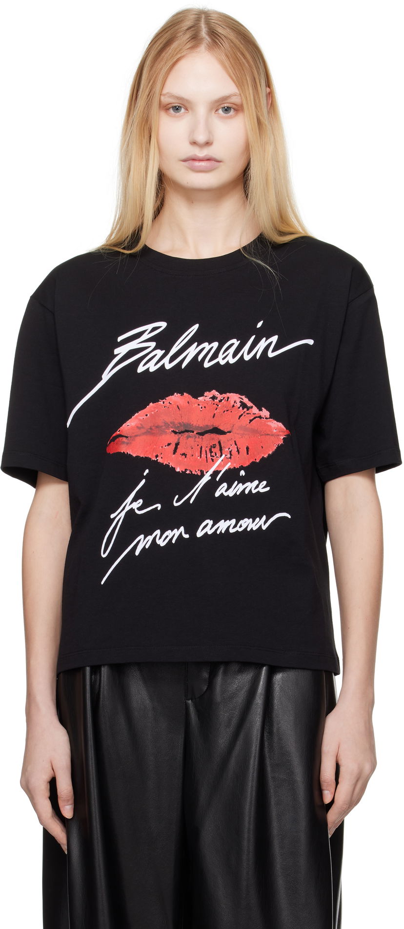 T-paita Balmain Balmain Short-Sleeved Kiss Print T-Shirt Musta | EF1EG110GE45