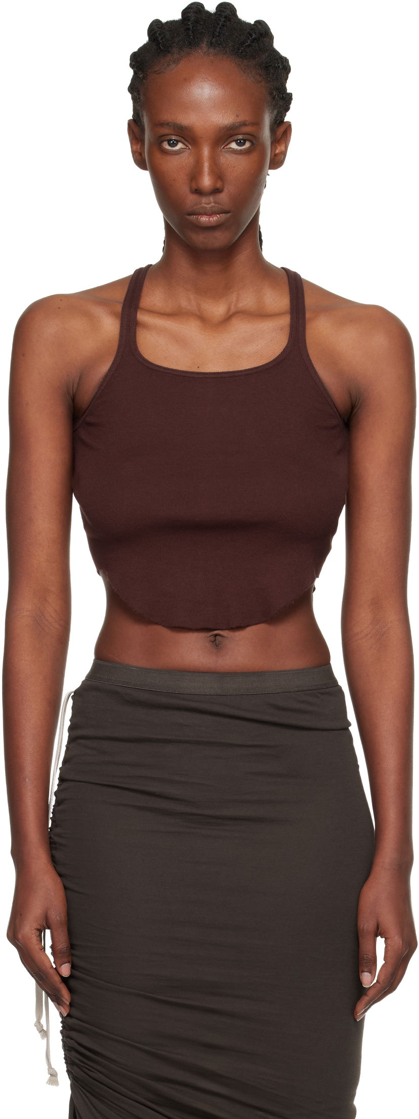 Tankkitoppi Rick Owens DRKSHDW Concordians Basic Rib Tank Top Ruskea | DS02E7100 RN