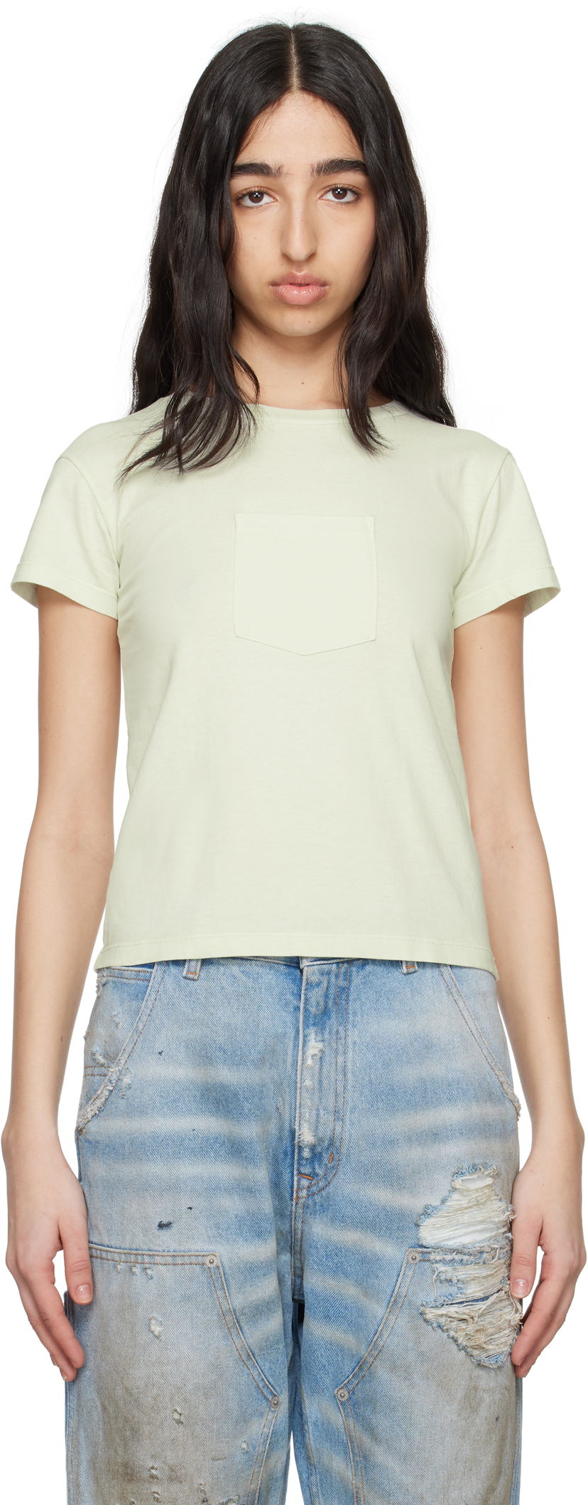 T-paita Maison Margiela MM6 Maison Margiela Heavy Cotton Jersey Pocket T-Shirt Vihreä | S62GD0195 M20108