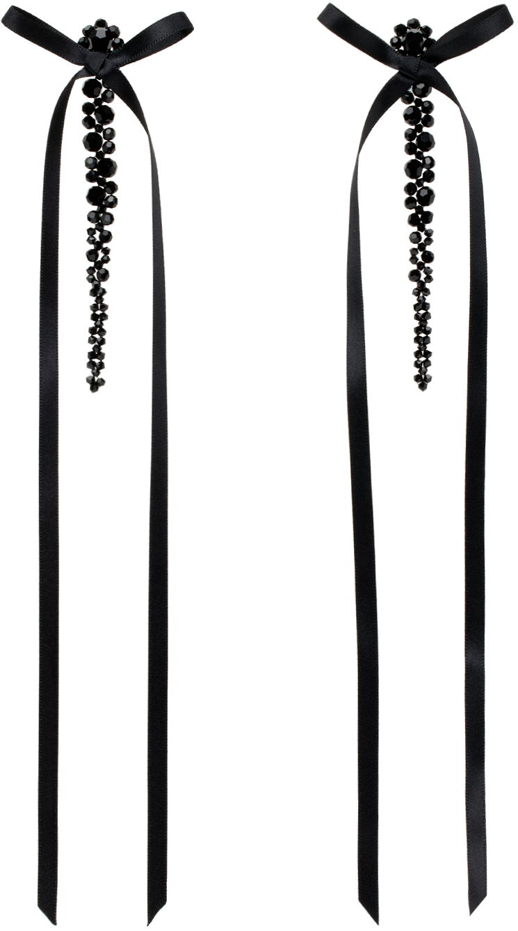 Korvakorut Simone Rocha Simone Rocha Bow Ribbon Drip Earrings Musta | ERG410 0903