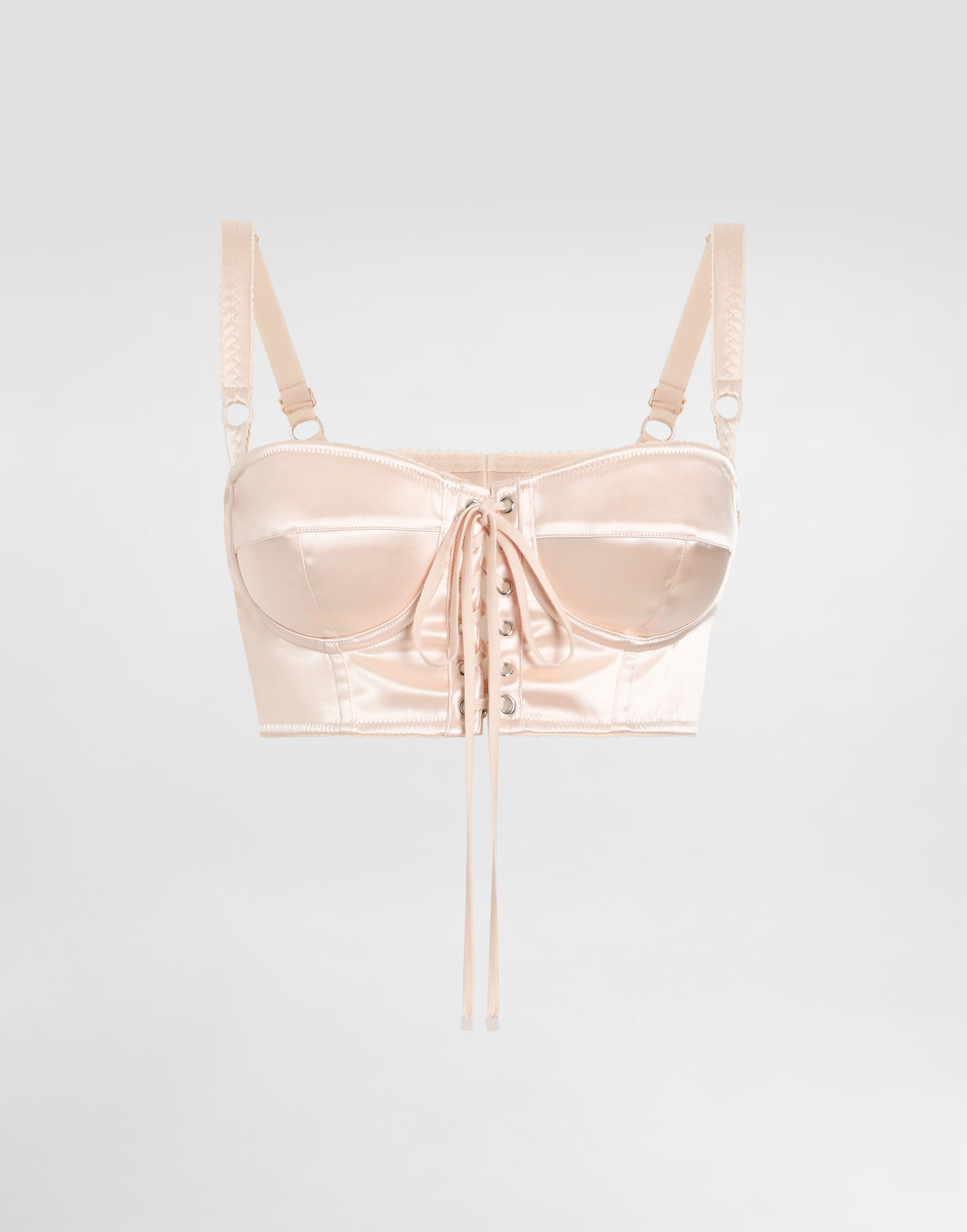 Rintaliivit Dolce & Gabbana Dolce & Gabbana Satin Bralette Top with Corset Detail Beige | F7AW6TGDCMXF0658, 0
