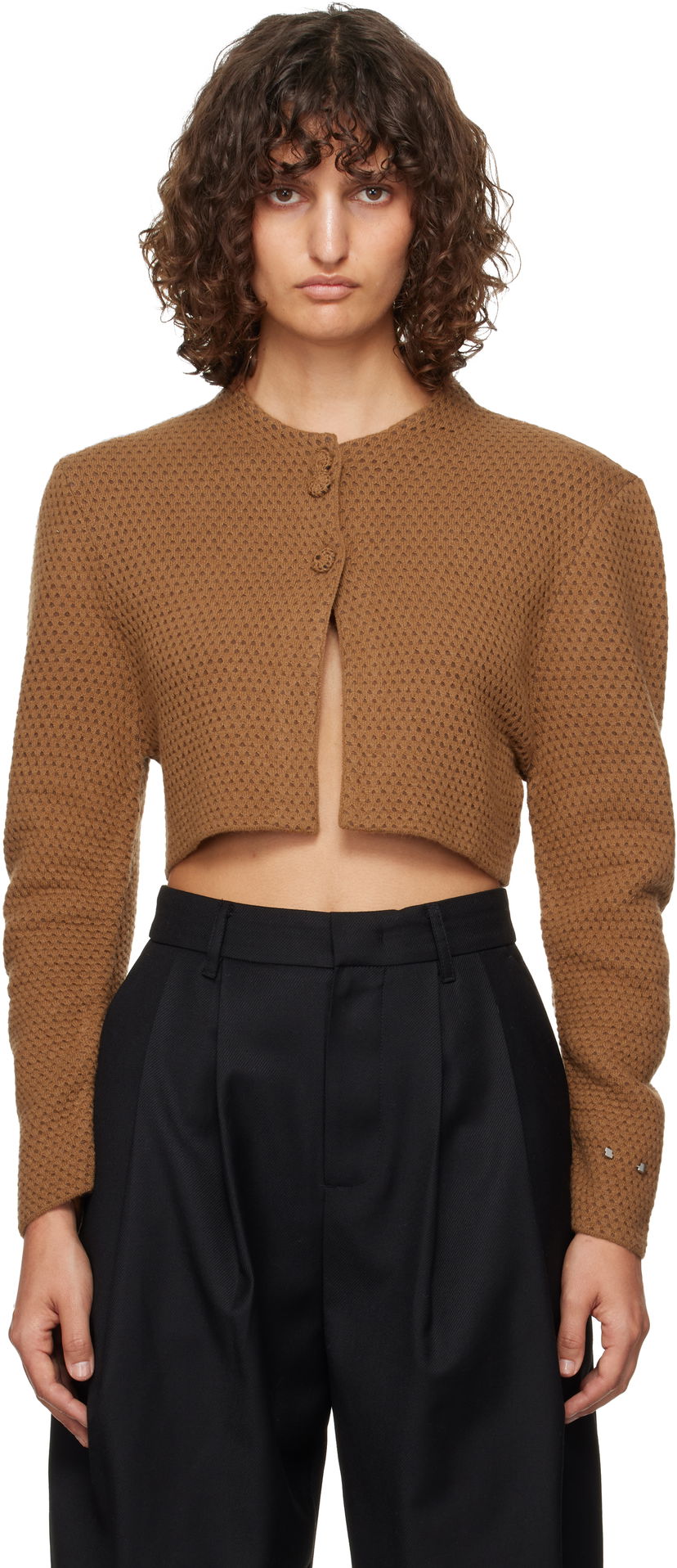 Villapaita ADER ERROR Cropped Buttoned Cardigan Ruskea | BN01FWKT0701BR