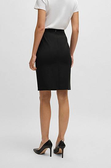 Hame BOSS Slim-Fit Virgin Wool Pencil Skirt Musta | 50490036, 1