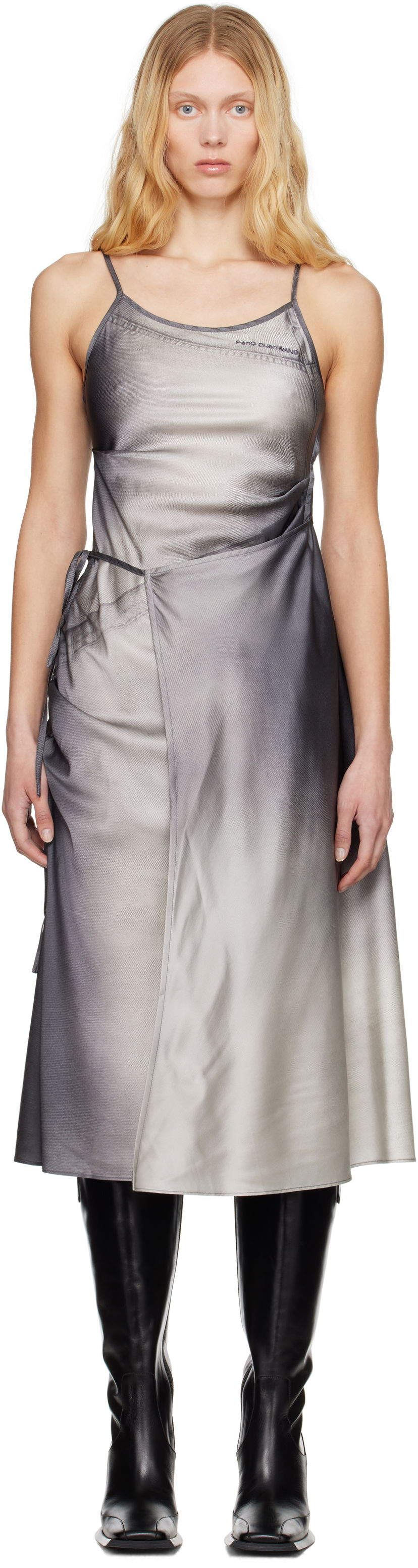 Mekko Feng Chen Wang Feng Chen Wang Draped Midi Dress Harmaa | FWS19DR01