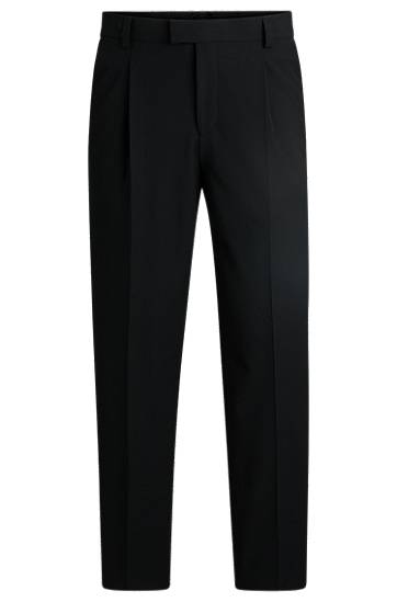 Housut BOSS Slim-Fit Seersucker Trousers Musta | 50540189