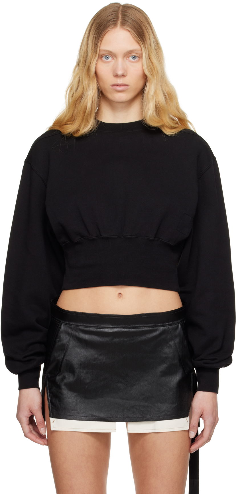 Villapaita Rick Owens Rick Owens DRKSHDW Hollywood Tatlin Cropped Sweatshirt Musta | DS01E3225 FP