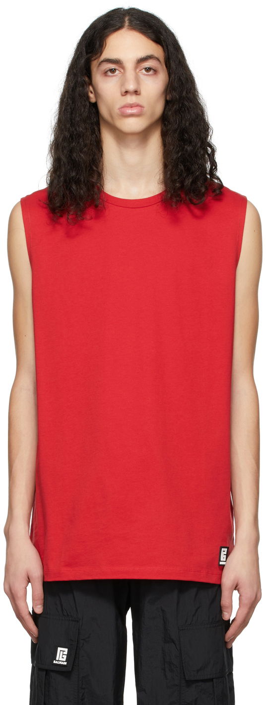 Tankkitoppi Balmain Balmain Logo Sleeveless T-Shirt Punainen | XH0EC001BB16